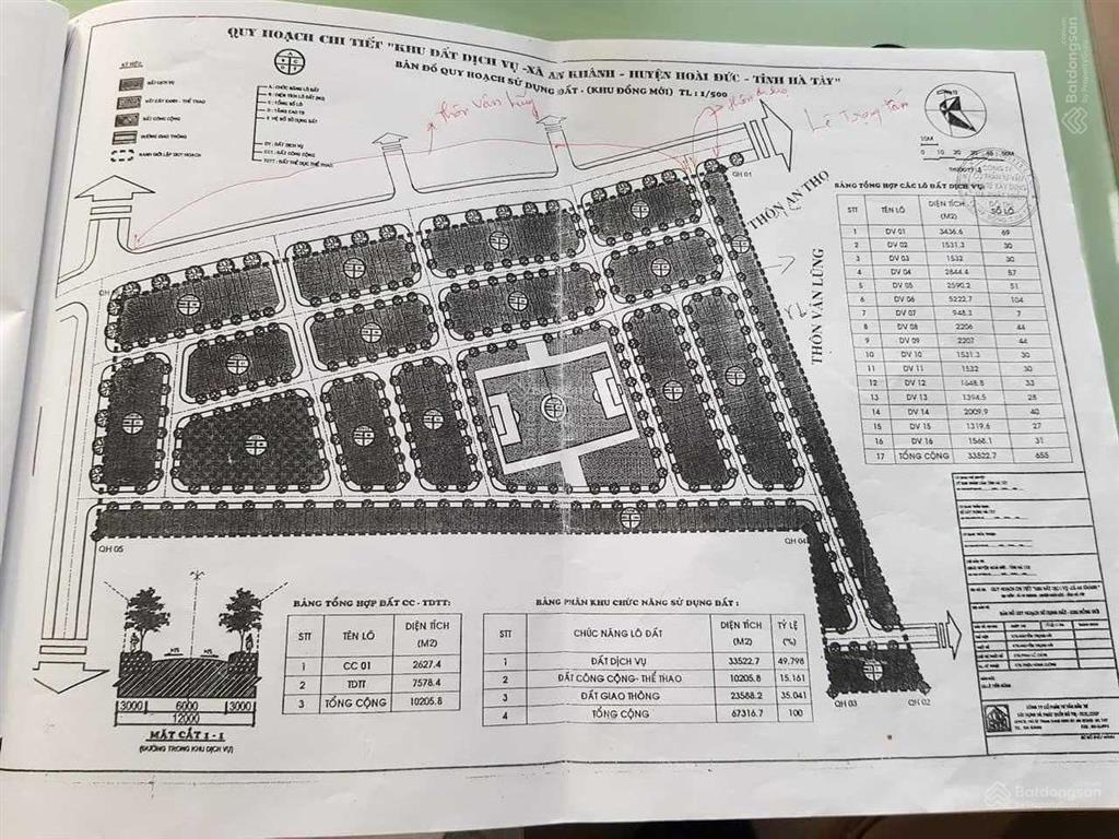 Cần bán suất đất dịch vụ 74,8m2 thôn vân lũng, xã an khánh, hoài đức, hà nội