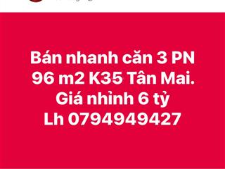 Bán căn hộ k35 tân mai giá tốt chỉ 6,6 tỷ, 96m2, 3pn + 2wc