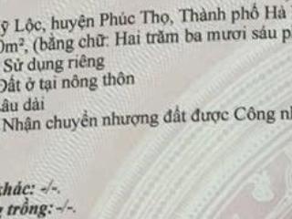 Chính chủ bán 236m2 đất full thổ cư trạch mỹ lộc, phúc thọ, hà nội. xe 7 chỗ đậu trong đất