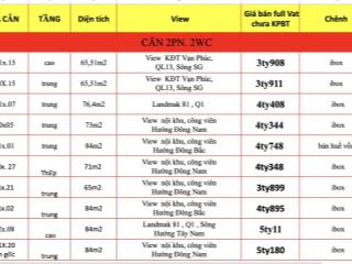 Cđt bán căn 3pn  dt 101m2, tầng 22 giá 6tỷ7 chiết khấu 600tr  tặng 300tr tiền mặt  htls quý/2027