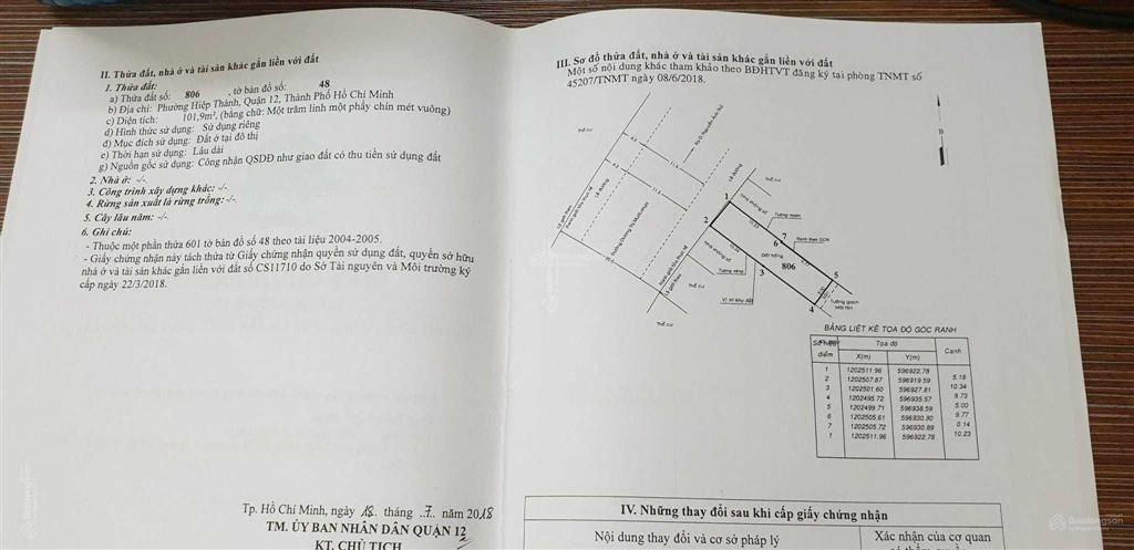 Bán nhà cấp 4 tạm mặt tiền dương thị mười. dt 5x20.5m = 102m2 đất ở giá 11ty  0919 147 ***