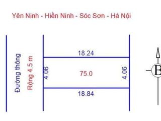 Bán 75m yên ninh, hiền ninh, sóc sơn, hà nội giáp bìa làng thông thoáng.