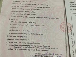 Chính chủ cần bán gấp lô đất 2 mặt tiền đường ngay xã đambri  bảo lộc, lâm đồng