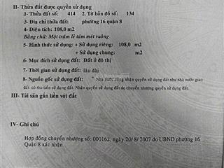 * phát mại * ngân hàng vib thanh lý bán đấu giá tài sản đất mặt tiền đường số 12, p 16, q 8, tphcm