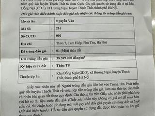 Chính chủ em bán mảnh đất trúng đấu giá khu đồng ngà xã hương ngải,thạch thất. đt 0976 613 ***