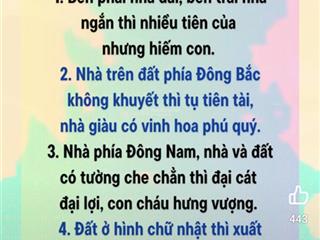 Đất hướng đông bắc tụ tài, nhà giàu có vinh hoa phú quý, đất lại hình chữ nhật xuất người hiền