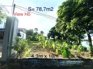 Bán lô đất view hồ s = 78,7m2, nở hậu. ranh giới rõ ràng. giá chỉ nhỉnh 1tỷ xíu