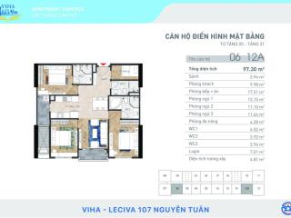 Chính chủ bán căn ngoại giao 1506 dt 97.23m2 dự án viha leciva hướng đông nam 0977 917 ***