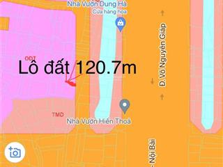 Bìa làng đông tâyvân nội, cách 50m đường võ nguyên giáp, 120,7m2, mt 5.4m, hơn 8 tỷ