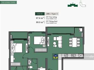 Tòa a3 lumie căn hộ 2pn+1 ban công dài 80m2 giá chỉ 5tỷ3 (tts)  cao cấp nhất vinhomes smart city
