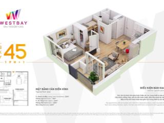 Bán căn hộ 45m2 , 1pn+1, tháp a, chung cư west bay , khu đô thị ecopark