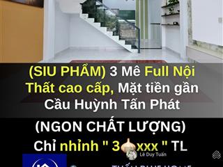 (siu phẩm) 3 mê mặt tiền lộ giới 14m gần cầu huỳnh tấn phát, cầu 2 quy nhơn, dt 43m2 ngang5m đẹp