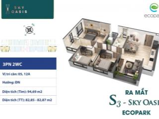Cho thuê căn hộ sky oasis 3 phòng ngủ 84 m2 view đảo, full đồ giá tốt tại ecopark