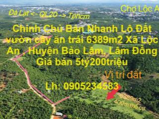 Chính Chủ Bán Nhanh Lô Đất vườn cây ăn trái 6389m2 Xã Lộc An , Huyện Bảo Lâm, Lâm Đồng