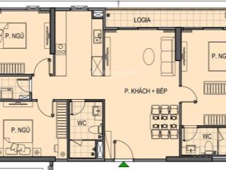 Căn 3n2vs duy nhất có chiết khấu 7% diện tích 117m2 thiết kế vuông vắn, bếp dấu, view thoáng