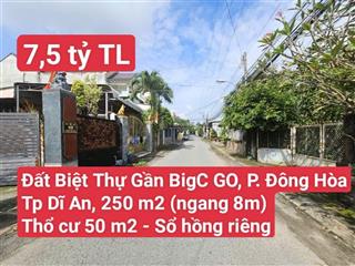 Đất biệt thự gần bigc go mặt tiền đào duy từ, p. đông hòa, tp. dĩ an