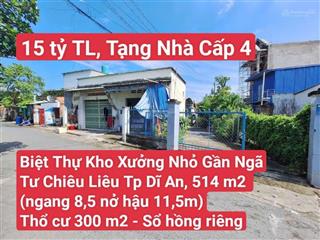 Biệt thự kho xưởng nhỏ gần ngã tư chiêu liêu, p. tân đông hiệp, tp dĩ an