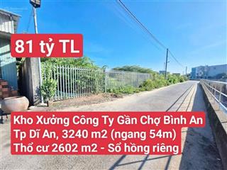 Đất kho xưởng gần ngã 3 tân vạn, chợ bình an p. bình an, tp. dĩ an