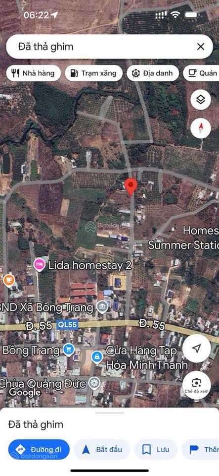 Cần bán đất xã bông trang mt nhựa cách ql 55 100m 13,5*96m 90m thổ cư giá rẻ cách biển hồ tràm 10km