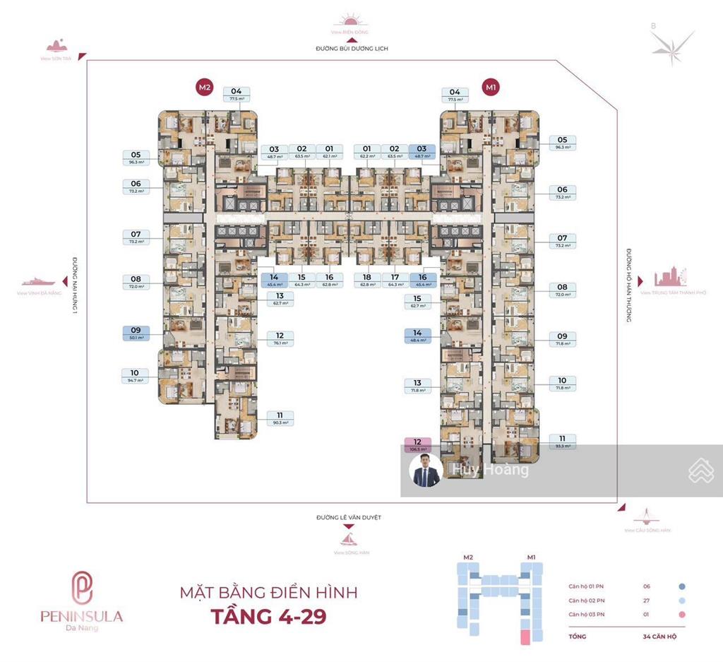 Sở hữu căn 1pn view biển hiếm có tại peninsula lý tưởng sống độc thân hoặc đầu tư sinh lời cao