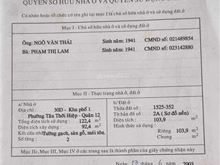 Bán nhà hẻm 6m nguyễn văn quá  quốc lộ 1a, dt 4.2*25m cn 104m2, giá 4,2 tỷ, hhmg 1%