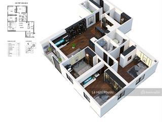 Bán căn hộ 143m2, căn góc ban công phòng khách, 3 ngủ + 1, 2 wc, nội thất đầy đủ tại hpc landmark