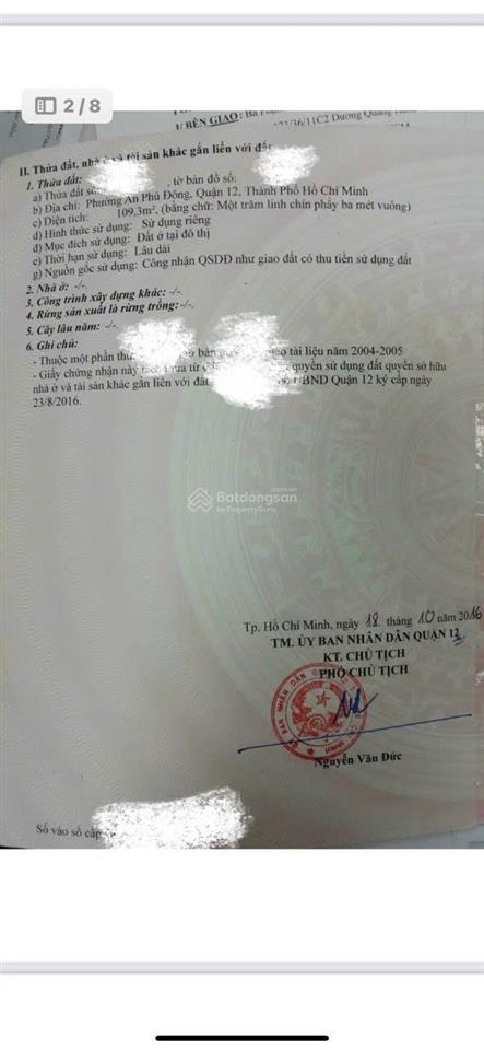Chủ lớn tuổi bán gấp lô đất đường vườn lài an phú đông q. 12, giá 2tỷ170/110m2, gần cầu sắt