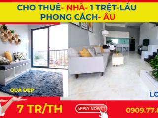 Cho thuê nhà phong cách âu, 1t  1l, 2 phòng ngủ, giá 7tr/tháng