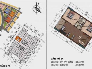 Bán căn hộ 2 ngủ 2wc 66.5m nhà nguyên bản giá chỉ 2ty1 thu về