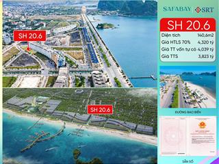 Bán shophouse xẻ khe quay trung tâm thành phố của dự án safabay cẩm phả 40,7tr/m2 (đất) view biển
