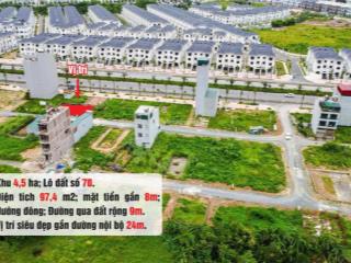 Bán đất dịch vụ vân canh, khu 4.5ha. sát đường vành đai 3.5. dt 97.4m. mt gần 8m. giá chỉ 150tr/1m.