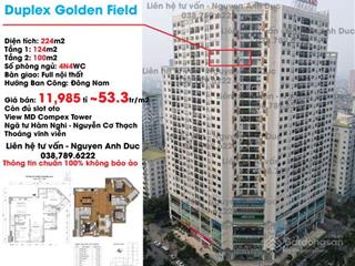 Duplex golden field diện tích 224m2 thiết kế 4n4wc ban công tây nam. view ngã tư thoáng vĩnh viễn