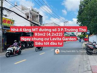 Siêu phẩm giá tốt nhà 4 tầng mt ngay lavita garden p. trường thọ  93m2 (4,2x22) hoàn công  9,7tỷ