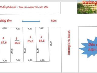 Dự án phân lô thái laiminh trísóc sơn .  s =84.8m 85,8m  86,6m 87,6m  đường trước đất 6m thô