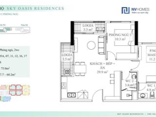 Sky oasis  bán căn 2pn 2wc  thông thủy 68m2  view sông hồng, bếp rèm, sđcc  giá 3.4 tỷ bao phí