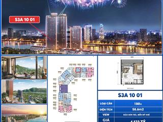 Bán căn hộ 1n+1 s3 sun symphony residence đà nẵng, dt 59m2, giá bán phong thuỷ 4,123 tỷ, ck ng 2%