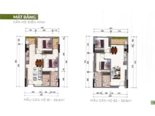 Bán căn hộ chung cư 59.8m2, 2 ngủ, 2 vệ sinh, căn góc, tầng thấp