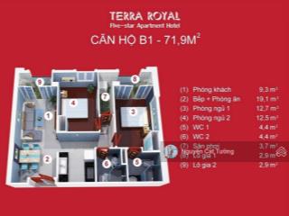 Bán căn hộ terra royal, 2pn2wc, 72m2, mới làm nội thất sang cho thuê 23tr/tháng.