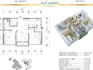 Ecogreen bán gấp căn hộ 2pn  2wc thiết kế layout bếp kín  có sổ hồng giá bán 4,2  4,3 tỷ