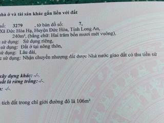 Đất đẹp, nhiều tiện ích tại xã đức hoà hạ, đức hòa, long an, 4,6 tỷ, 240m2