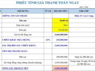 Chính sách bán hàng cuối năm cực ưu đãi chỉ 3 tỉ quý anh chị đã sở hữu lô đất 90m2 sát đường vđ5