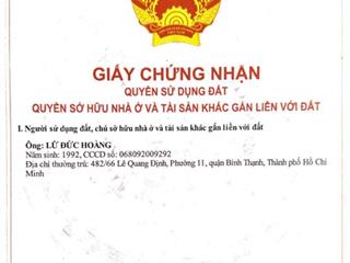 Chính chủ cần bán nhà hxt lê quang định p.11 q.bt nhà vip 6x14 288m2 11,3 tỷ tl 6pn 0901 970 *** ng