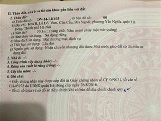 Bán đất yên nghĩa khu b, hà đông , hà nội .50m2.gần chung cư b,giá siêu rẻ, cần tiền bán nhanh