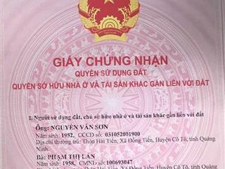 Tin chấn động! hơn 1 triệu 1m2 đất thổ cư cô tô tỉnh quảng ninh, kinh doanh dòng tiền. 0793 059 ***