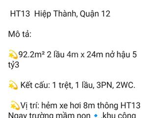 Ngộp bank giảm mạnh 500tr chỉ còn 4,8 tỷ 93m2 2 lầu hẻm 8m thông phân lô