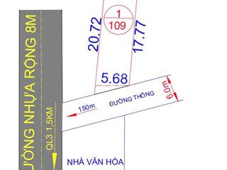 Bán nhanh lô đất bắc hiên  hồng kỳ  sóc sơn  109m2 giá chỉ 1080 tỉ, sẵn sổ đỏ.