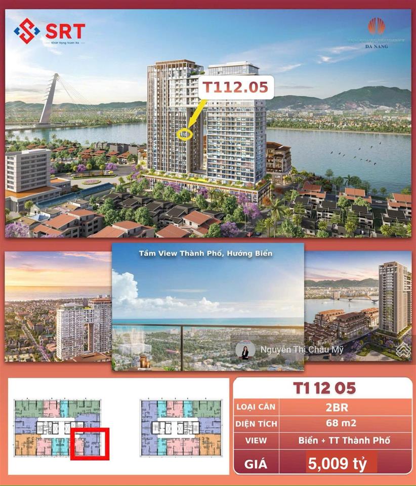Ân hạn gốc lãi 01/2027 căn hộ 2pn diện tích 68m2 tầng cao view sông biển nội khu châu mỹ