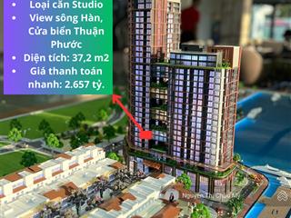 Studio diện tích lớn 37,2m2 tầng trung view sông  view cửa biển thuận phước  châu mỹ srt