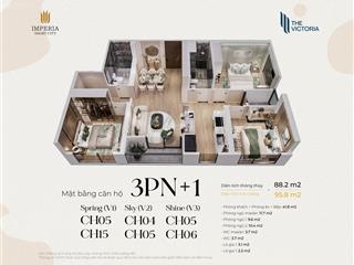 Căn 3pn + 1(88m2), căn hộ được chiết khấu nhiều nhất the victoria vinsmart. cam kết slot gửi xe ôtô