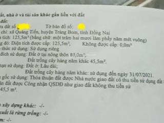 Bán đất tại quảng tiến, trảng bom  đẹp  giá tốt  nhiều tiện ích 1,05 tỷ vnd, 125,5m2